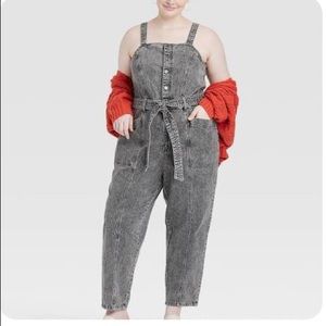 Good Threads Tie-Front Denim Jumpsuit - Grey - 6